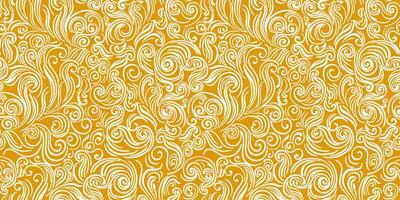 Bi color seamless pattern with texture twisted line shape. hand drawing unique graphics and curved smooth lines. Simple yellow background. Contemporary ornamental texture vector