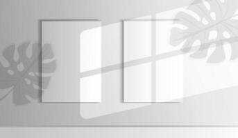 Blank canvas mockup set against a light background, featuring soft leaf shadows. Ideal for showcasing artwork or designs in a minimalist, modern context. illustration vector