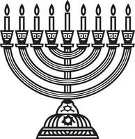 A black and white drawing of a menorah vector