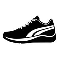 A black and white silhouette of a running shoe vector