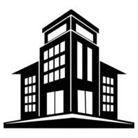 A black and white building icon on a white background vector