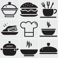 Food and drinks related logo icon set. Utensils linear icons. Signs cooking and food collection set. Restaurants related icon set vector