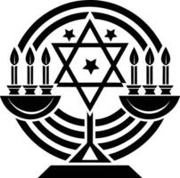The hanukkah menorah with candles and stars vector