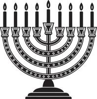 A black and white illustration of a menorah vector