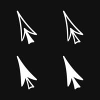 Doodle arrow click icon. Hand drawn mouse cursor. illustration of button pointer in sketch style isolated on black background vector