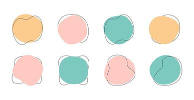 Color liquid blob shapes, pastel organic random forms, fluid silhouette, simple smooth ink stain. Highlight for social media stories in minimalism style vector