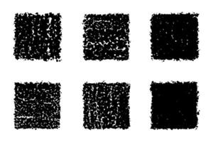 Six handdrawn squares. Black squares for text. Frames drawn in pencil, chalk or crayon. illustration on white background vector