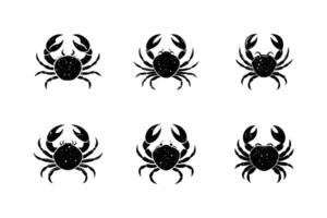 Collection of Crab logo set icons silhouettes isolated vector