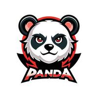 Panda mascot logo icon design with text panda isolated vector