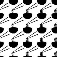 Noodles bowl with chopsticks tool balanced bites vector