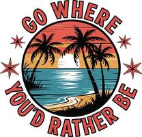 A circular beach t-shirt design vector