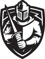 The knight is wearing a helmet and holds a sword vector