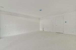 An empty room with white walls and a door photo