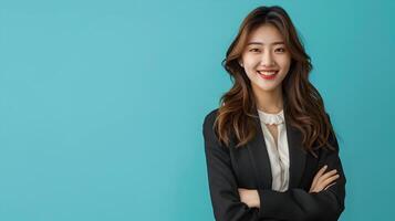 Successful Asian Businesswoman Confidently Posing in Corporate Attire photo