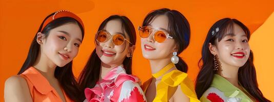 Vibrant Hallyu Girls in Modern Costume with Neo Pop Sensibility photo