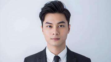 Confident Asian Businessman in Formal Attire with Neo Pop Sensibility photo