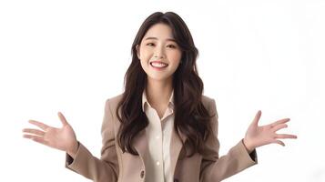 Confident Asian Businesswoman Exuding Neo Pop Charm in Professional Portrait photo