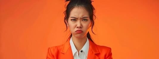 Expressive Portrait of Determined Asian Businesswoman in Modern Neo Pop Style photo