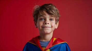 A young boy in a superman costume photo
