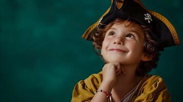 A young boy wearing a pirate hat photo