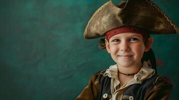 A young boy in a pirate costume photo
