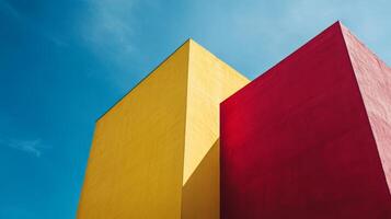 Striking Geometric Architectural Composition with Bold Primary Colors photo