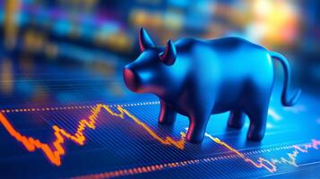 Market Analysis Visualization with Bull and Bear Figures photo
