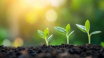 Sprouting Seedlings Emerging From Soil Symbolizing New Growth And Potential photo