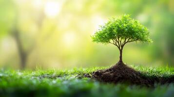 Thriving Green Tree Symbolizing Ecological Renewal and Sustainable Growth in Nature photo