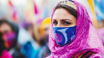 Empowered Woman Protesting for Social Justice and in Vibrant photo
