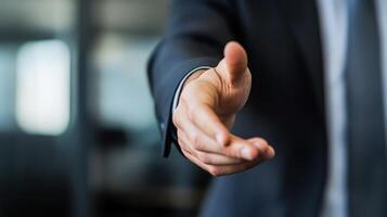 Confident Business Handshake Signifying Successful Partnership Agreement photo