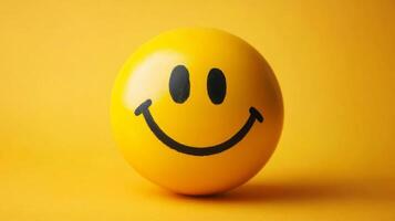 Radiant Yellow Smiley Face Emoji Symbol for Positive Mood and Joyful Expression photo