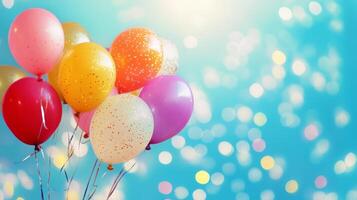 Colorful Balloons Floating in the Sky for Celebratory Event or Party photo