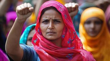 Empowered Woman Leading Passionate Protest for Social Justice and Change photo
