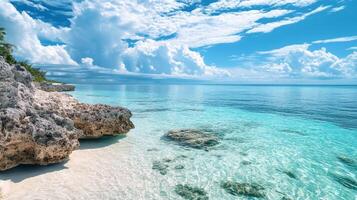 Stunning Turquoise Ocean and Dramatic Cliffs in Tropical Coastal Landscape photo