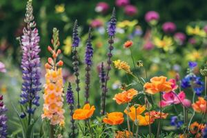 Colorful flowers in a garden photo