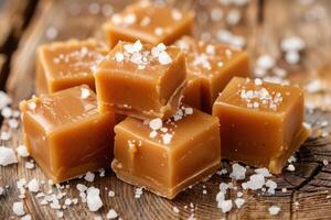 Candy squares with salt on top of them photo