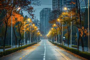 A street lined with trees photo