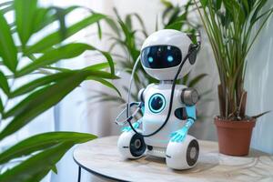 A robot with a stethoscope on its head photo
