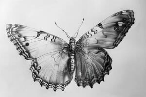 A black and white drawing of a butterfly photo