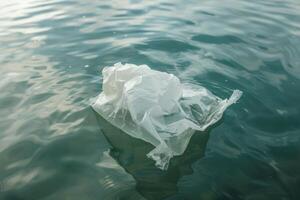 Plastic bag floating in the water photo