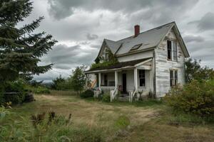 An old abandoned house in the middle of nowhere photo