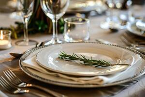 A white plate on a table photo