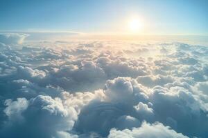 The sun is shining through the clouds in this photo