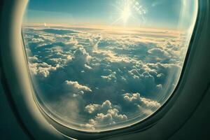 A view of the sky from an airplane window photo