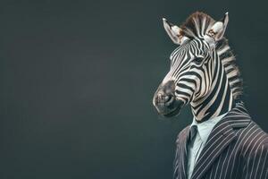 A zebra wearing a suit and tie photo