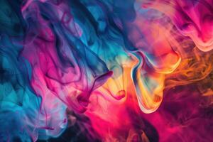 Colorful smoke is being blown into the air photo