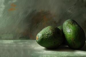 Three green avocados photo