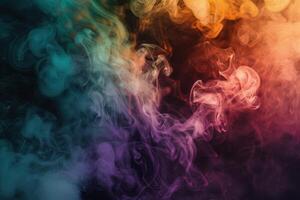 Colorful smoke on a black background photo