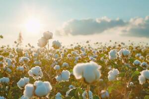 Cotton field at sunset photo